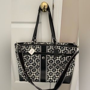 New!! Black and White Coach Diaper/Tote Bag